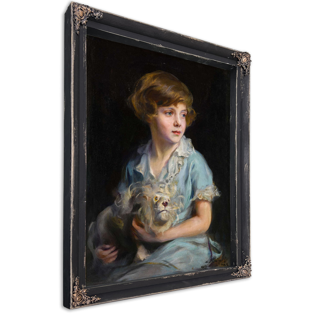 Portrait Of A Child With A Steiff Lion by Philip Alexius De Laszlo