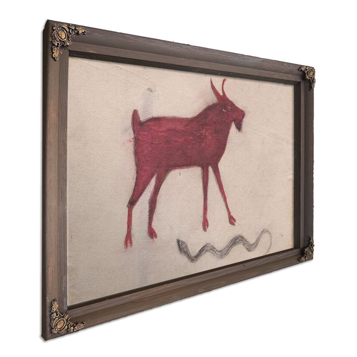 Red Goat With Snake By Bill Traylor