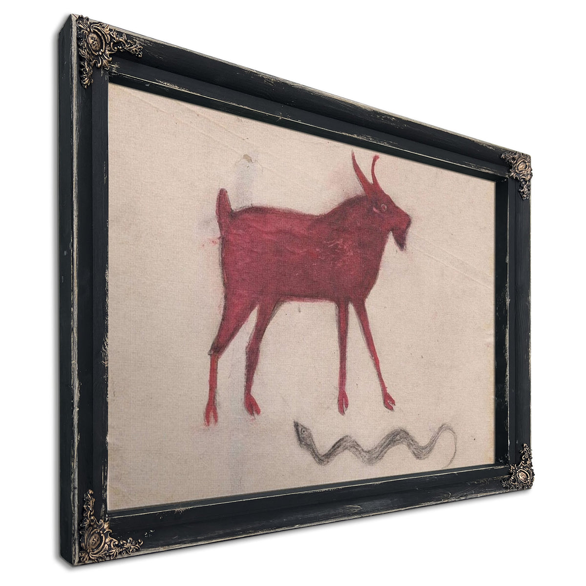 Red Goat With Snake By Bill Traylor