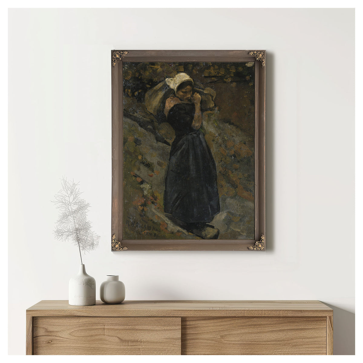 A Peasant Woman Carrying Sack By Roland Holst