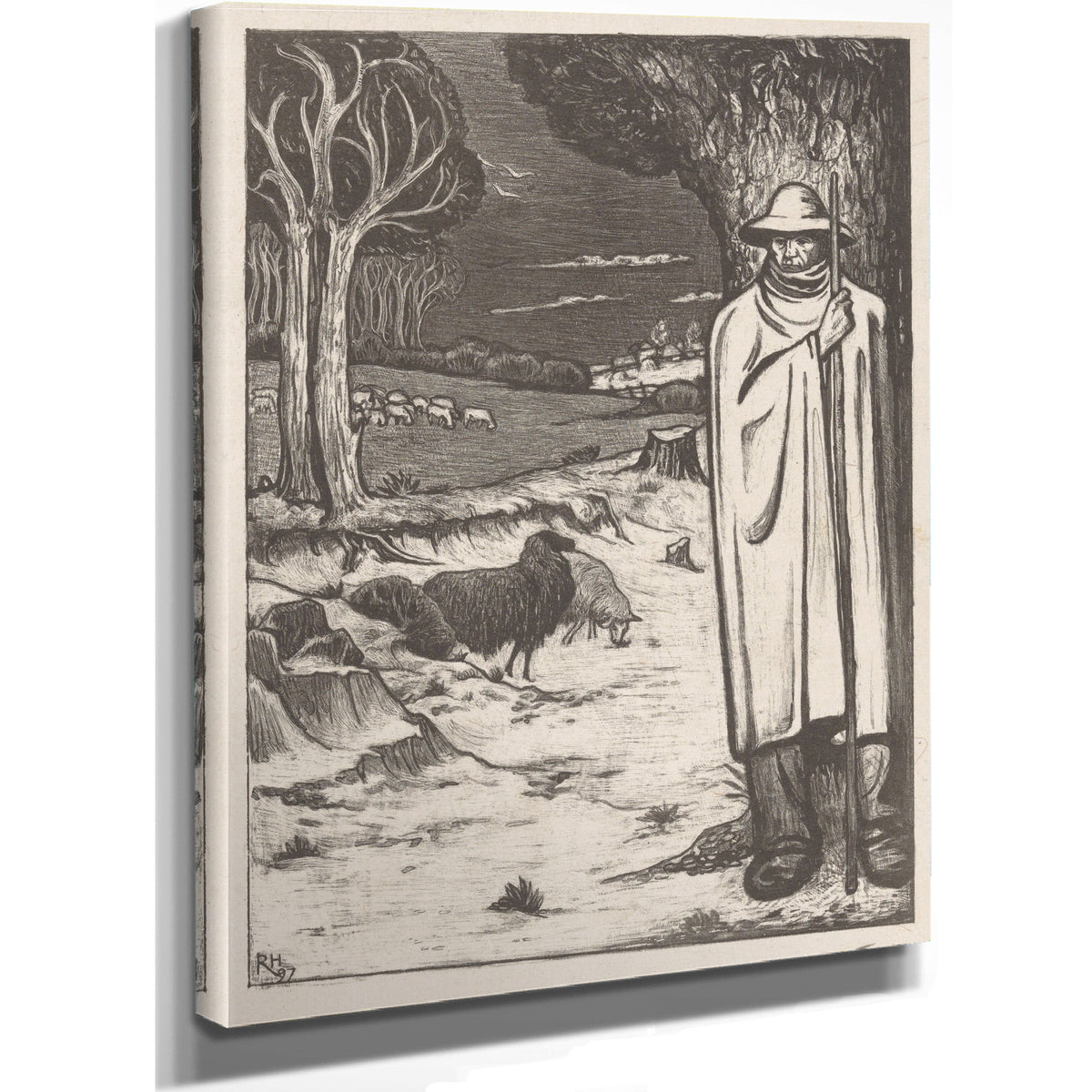 Herder Met Een Kudde Schapen Een By Roland Holst