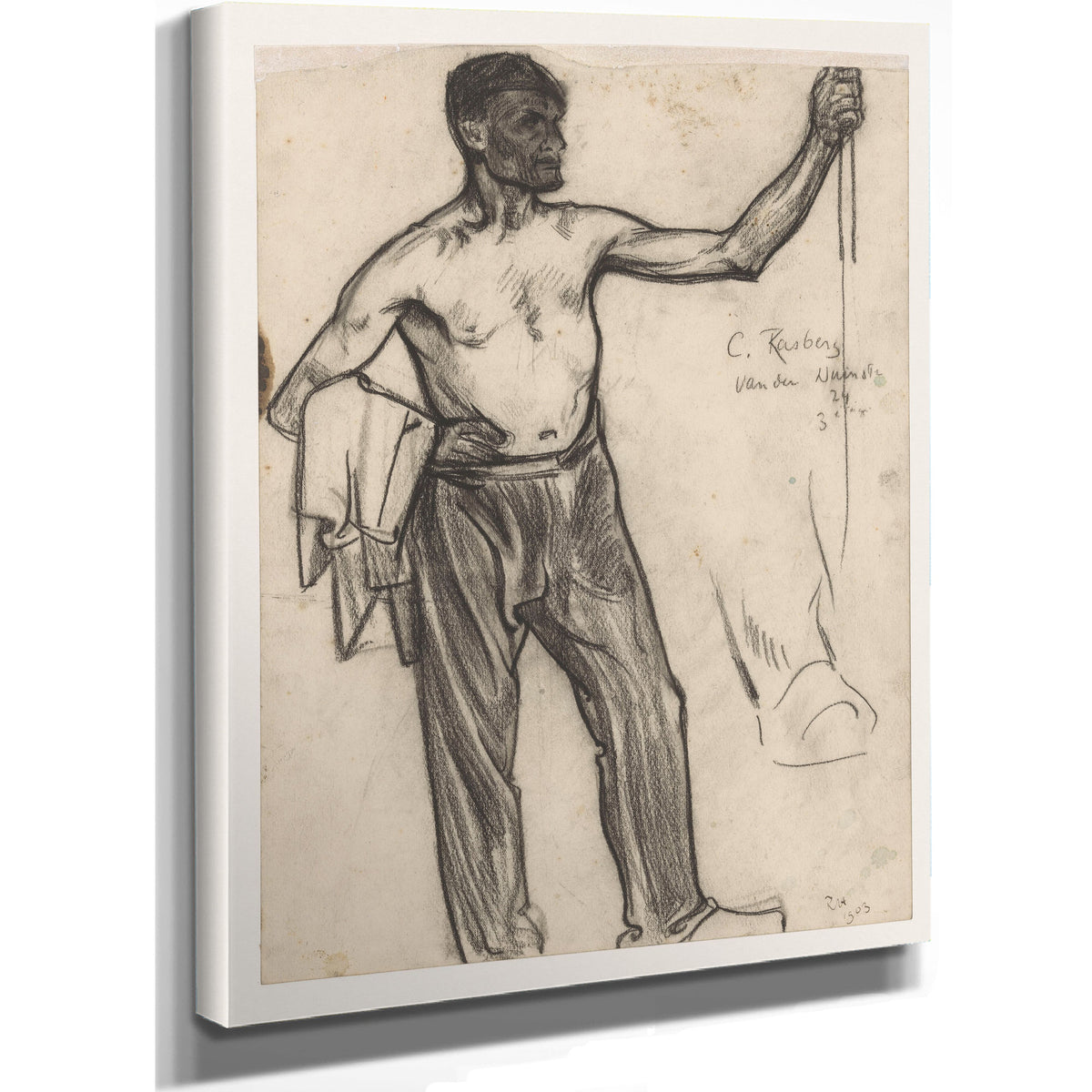 Staande Man Met Ontbloot Bovenlichaam 02 By Roland Holst