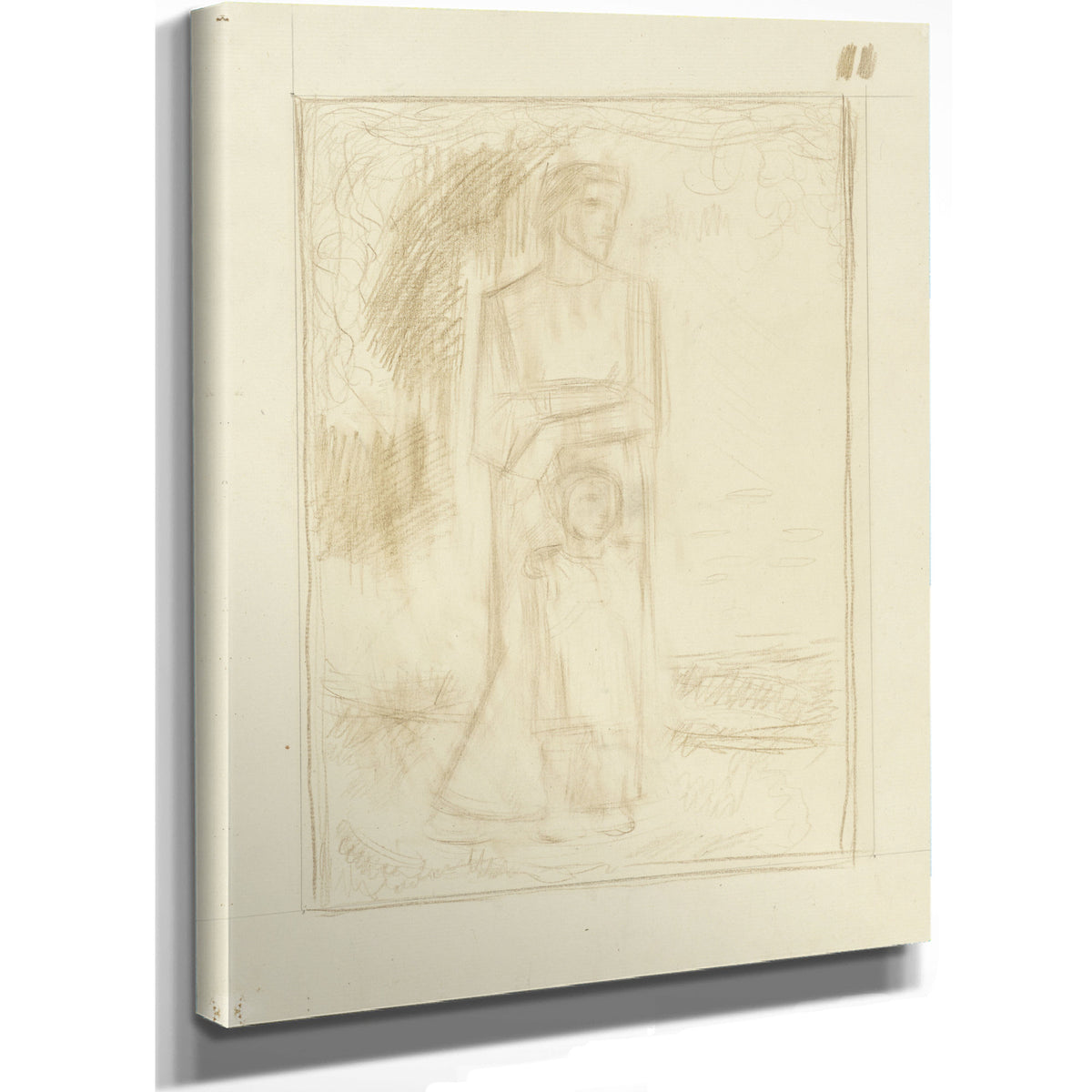 Staande Vrouw En Kind Een Landschap By Roland Holst