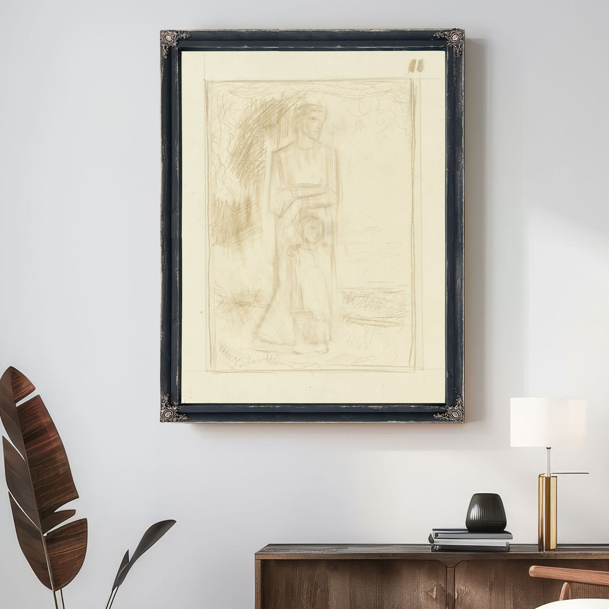 Staande Vrouw En Kind Een Landschap By Roland Holst