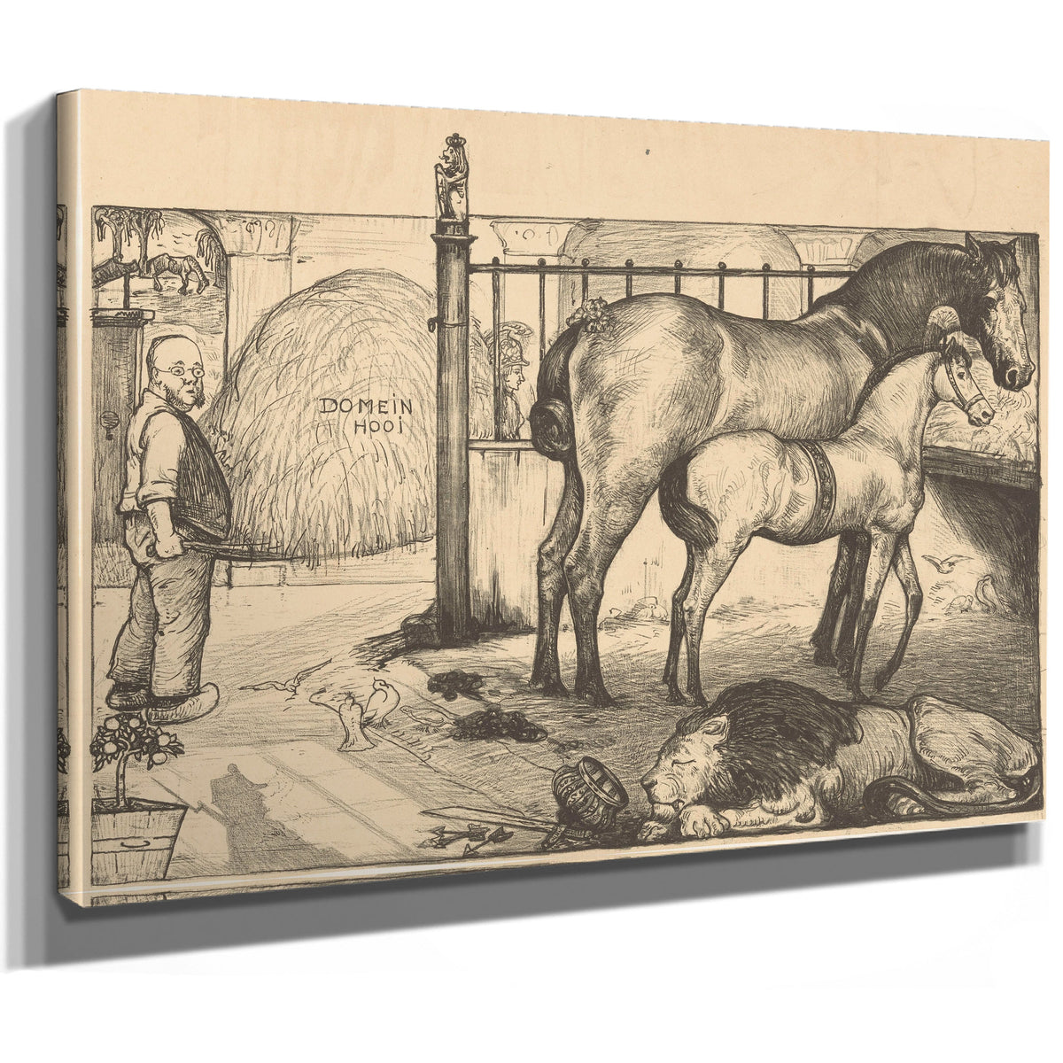 Twee Paarden Bij Een Hooiruif Een Stal By Roland Holst
