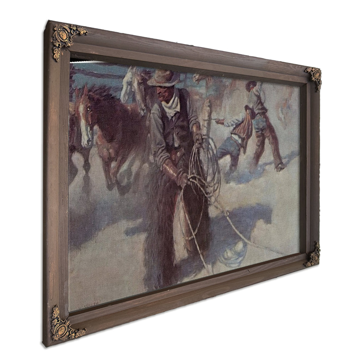 Roping Horses In The Corral By NC Wyeth