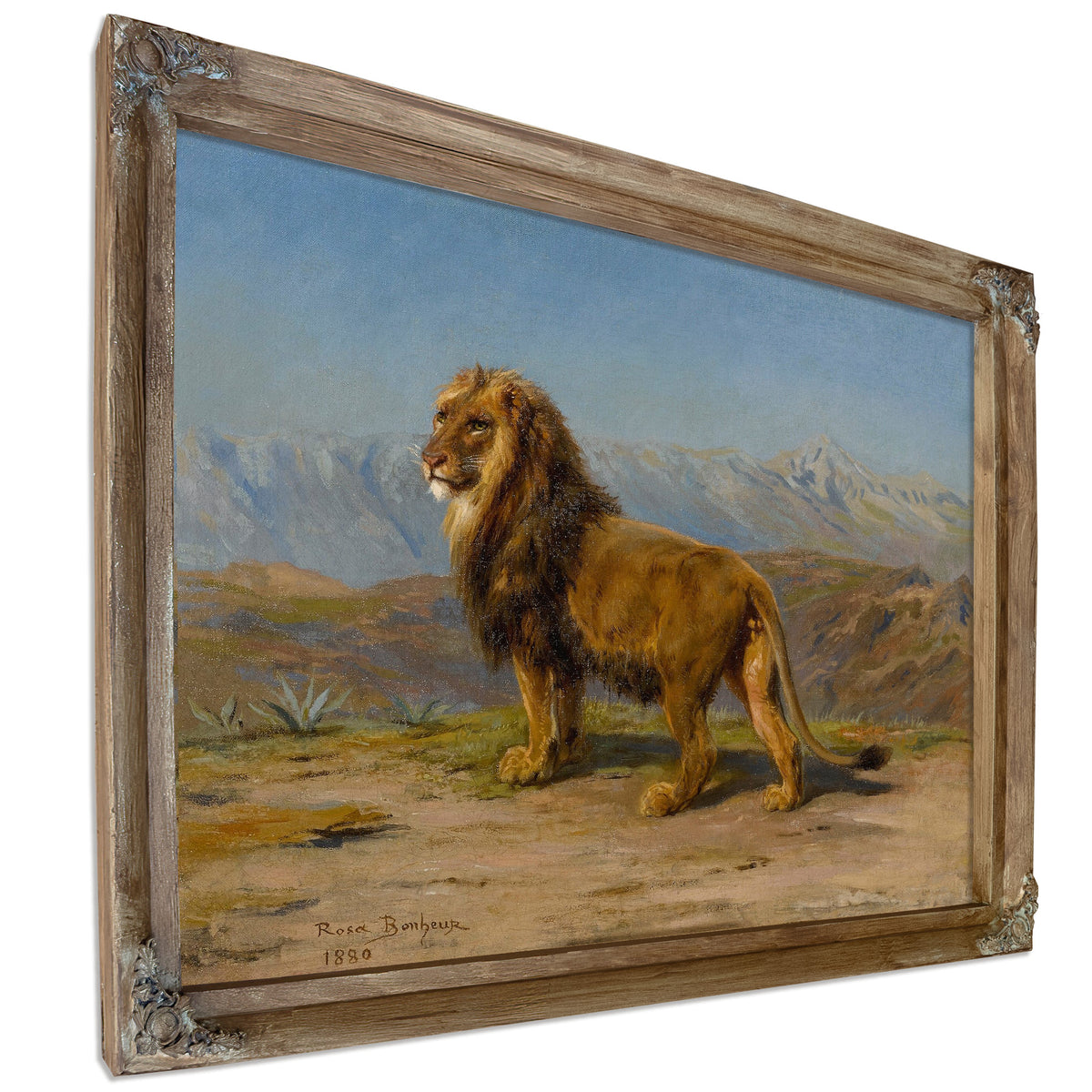 Lion a Mountainous Landscape By Rosa Bonheur