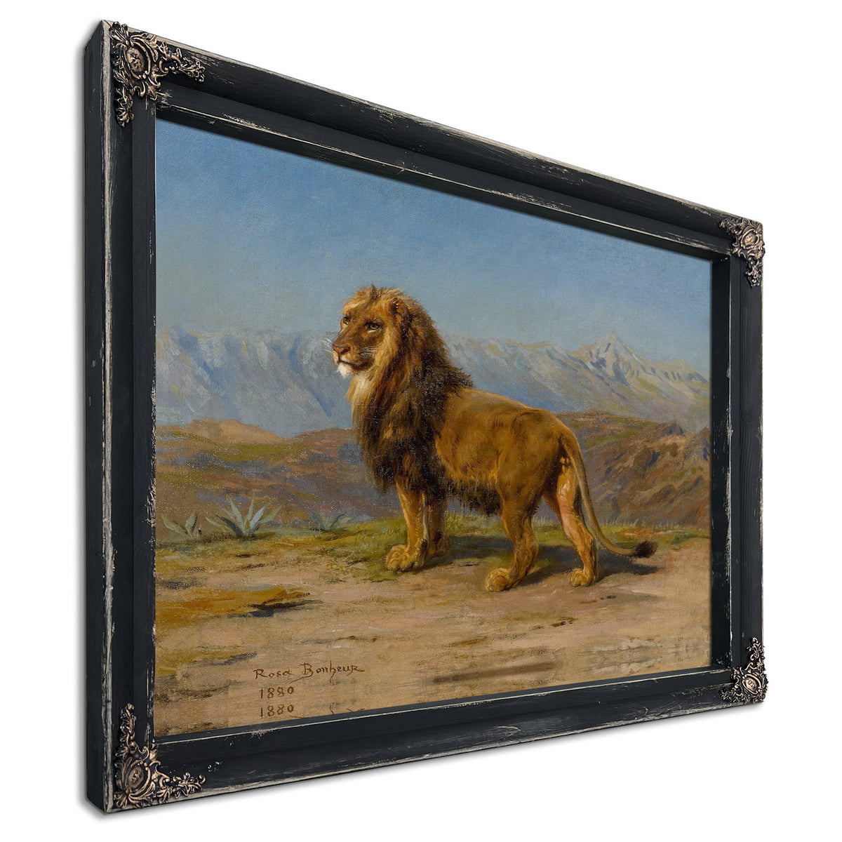 Lion a Mountainous Landscape By Rosa Bonheur