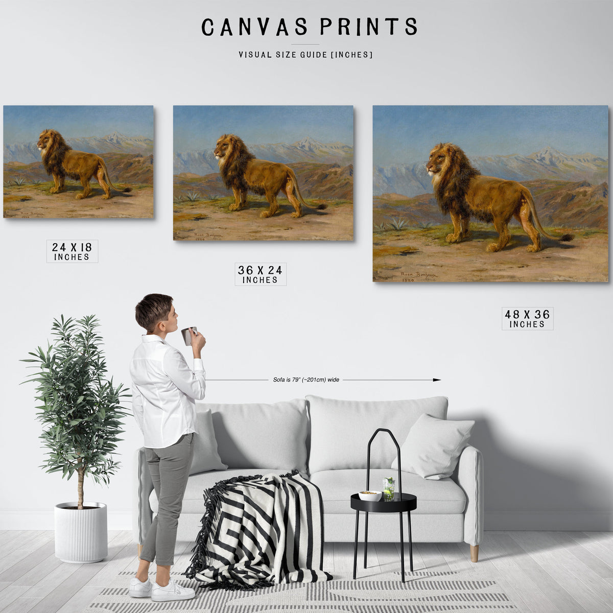 Lion a Mountainous Landscape By Rosa Bonheur