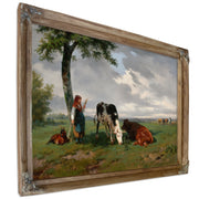 Shepherdess Two Cows a Meadow By Rosa Bonheur