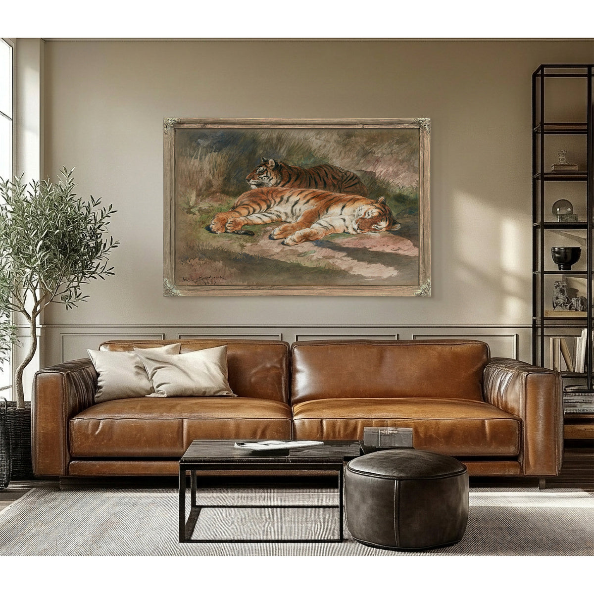 Two Recumbent Tigers By Rosa Bonheur