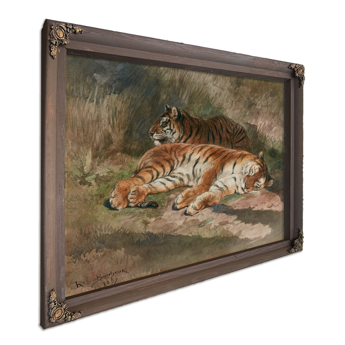 Two Recumbent Tigers By Rosa Bonheur