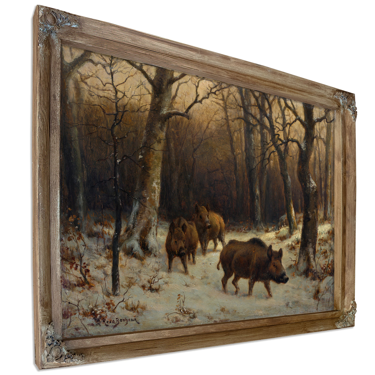 Wild Boars the Snow By Rosa Bonheur
