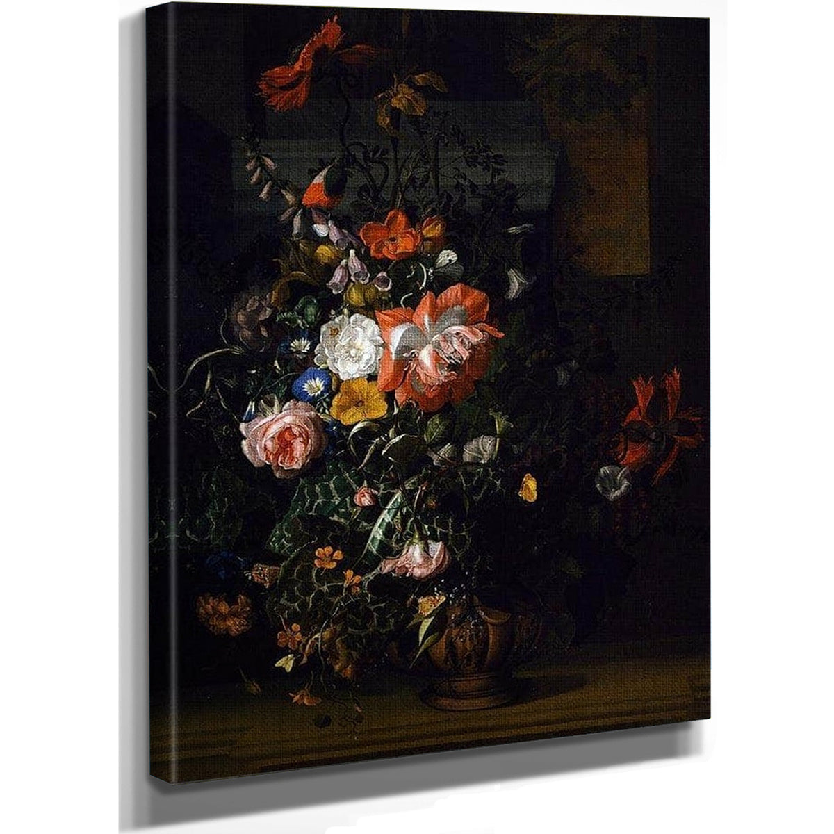 Roses Convolvulus Poppies And Other Flowers 1680 By Rachel Ruysch