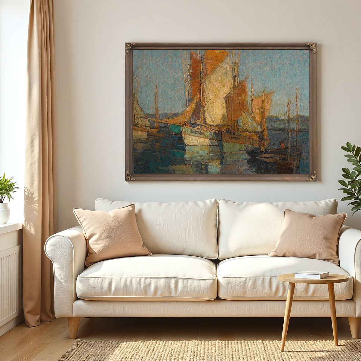 Sailboats In Harbor By Edgar Payne