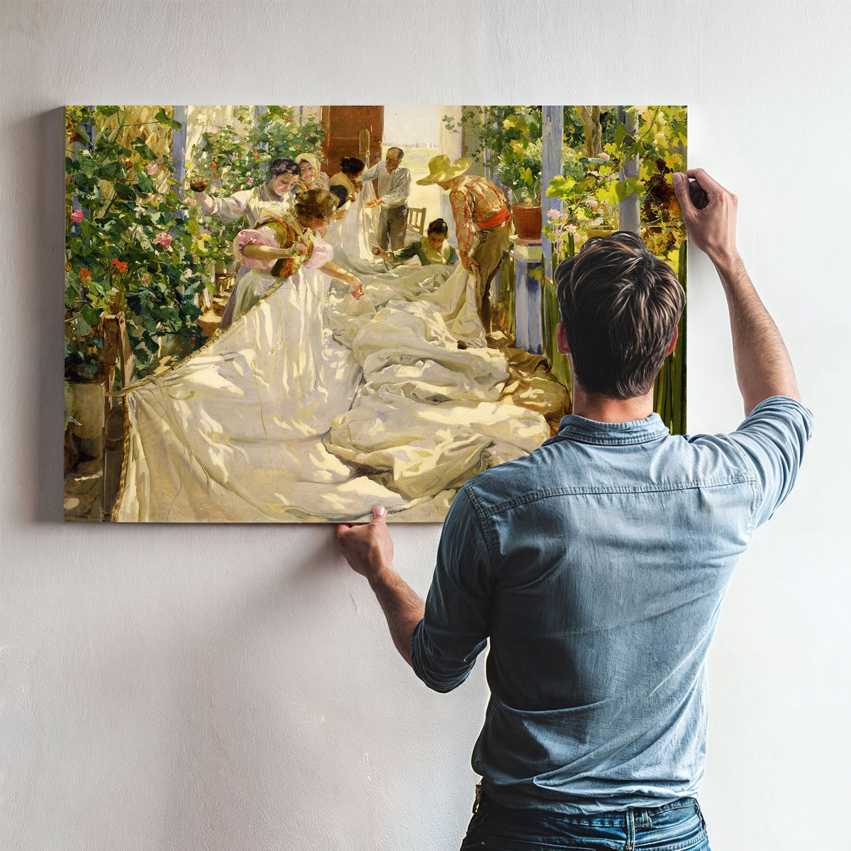 Sewing The Sail by Joaquin Sorolla