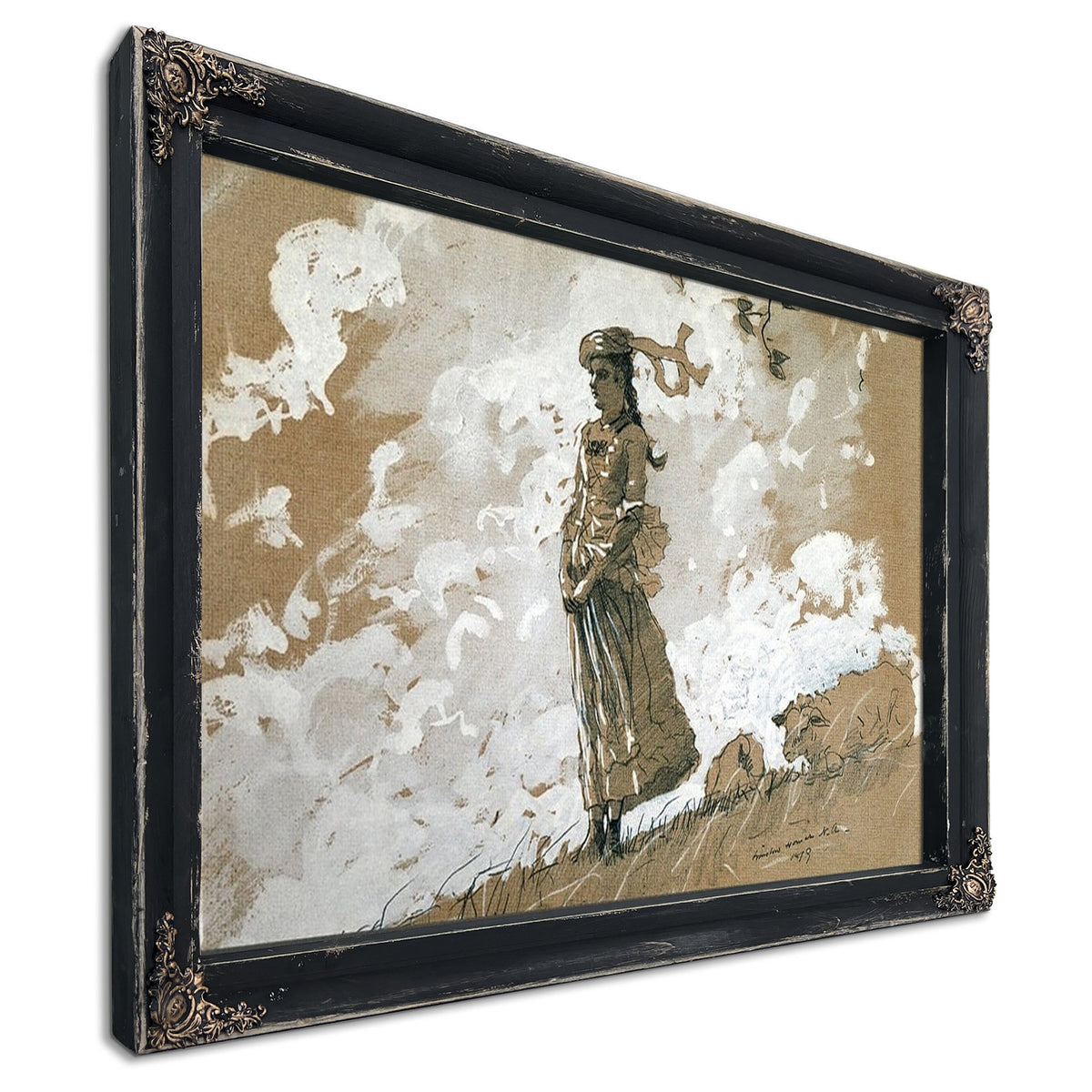 Shepherdess And Sheep By Winslow Homer