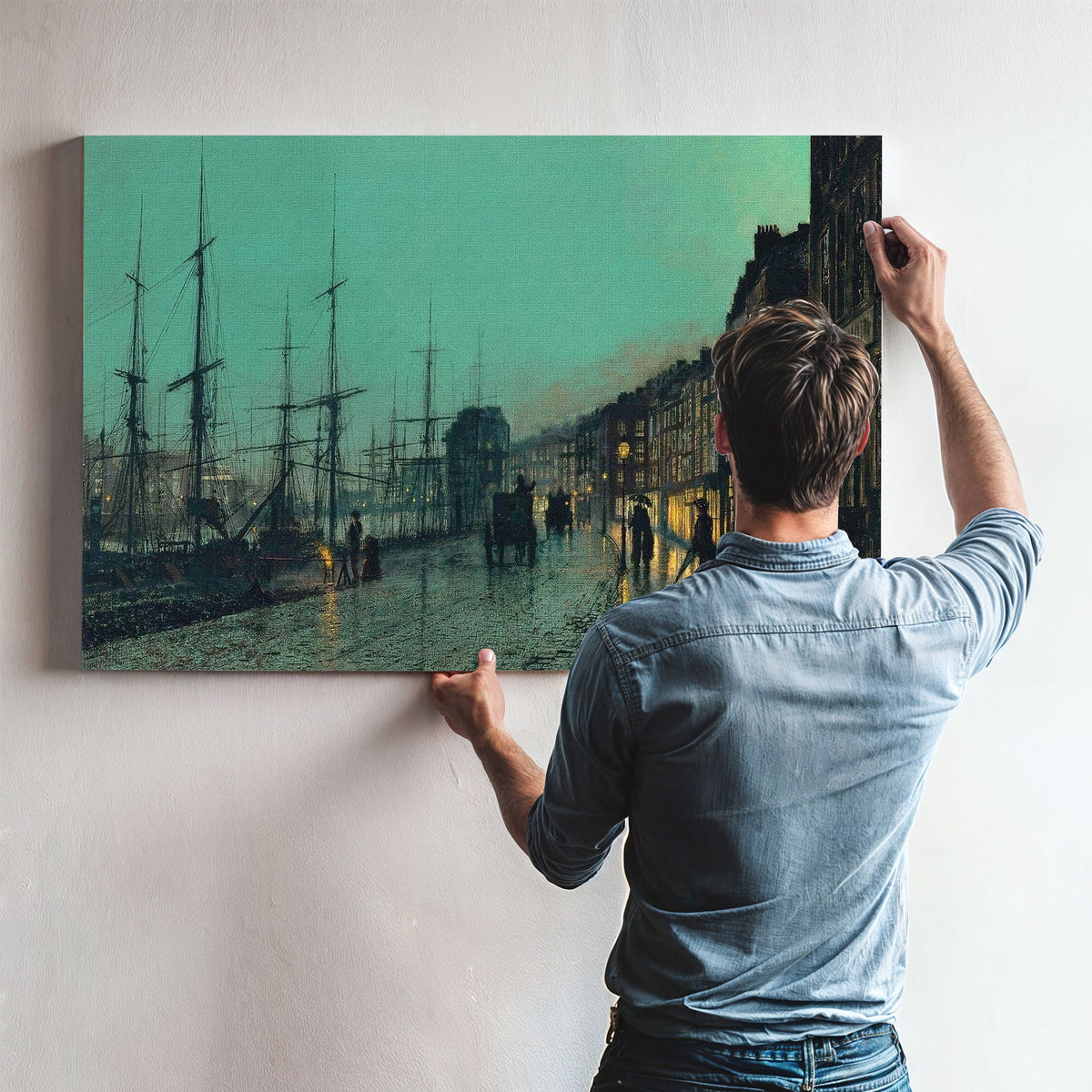 Shipping On The Clyde Painting John Atkinson Grimshaw Canvas Art