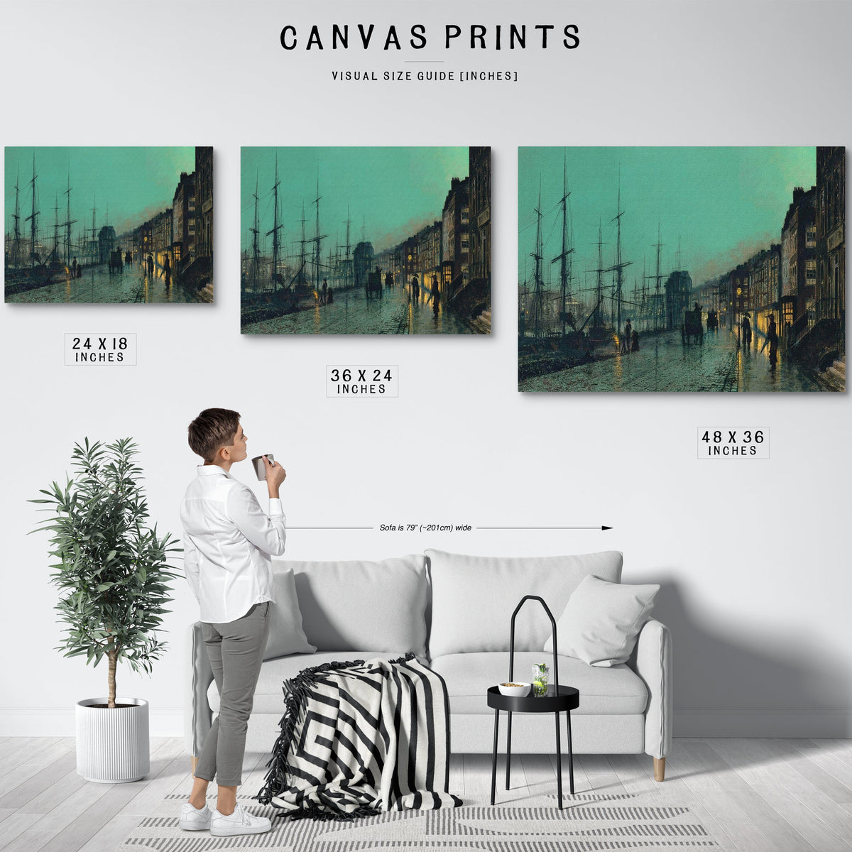 Shipping On The Clyde Painting John Atkinson Grimshaw Canvas Art