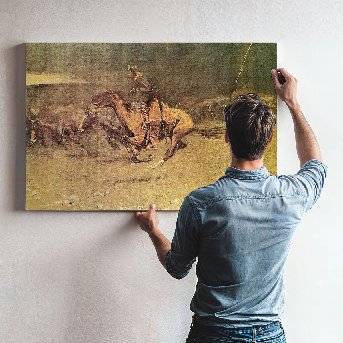 Stampeded By Lightning Aka The Stampede By Frederic Remington