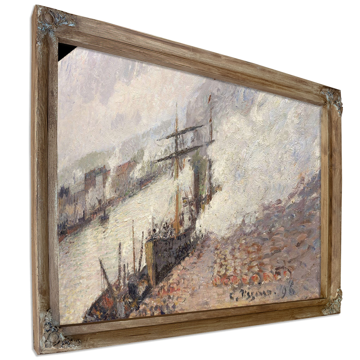 Steamboats In The Port Of Rouen by Camille Pissarro