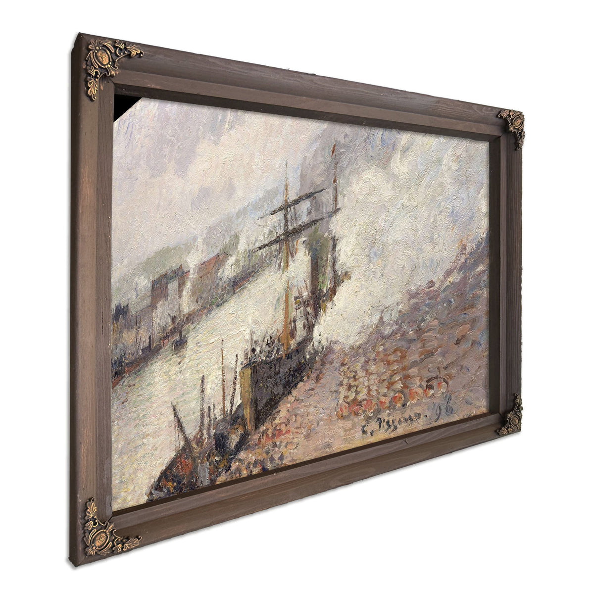 Steamboats In The Port Of Rouen by Camille Pissarro