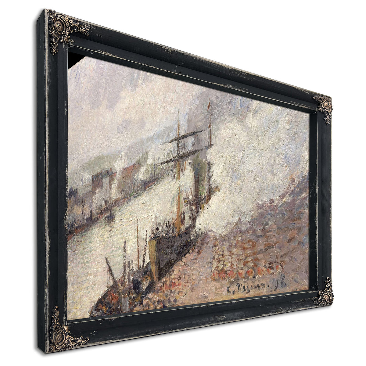 Steamboats In The Port Of Rouen by Camille Pissarro
