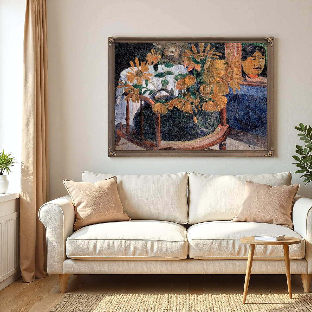 Still Life With Sunflowers On An Armchair By Paul Gauguin