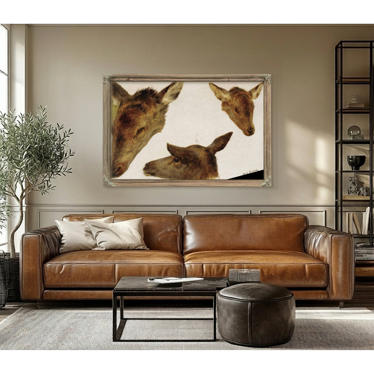 Study Of Deer Heads by Rosa Bonheur