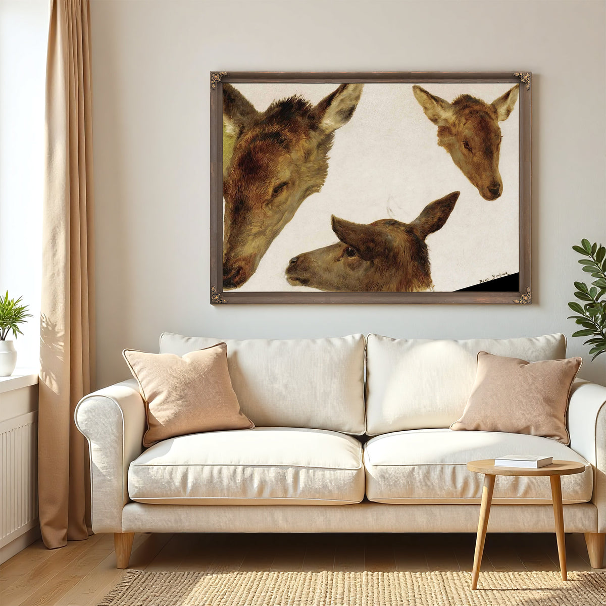 Study Of Deer Heads by Rosa Bonheur