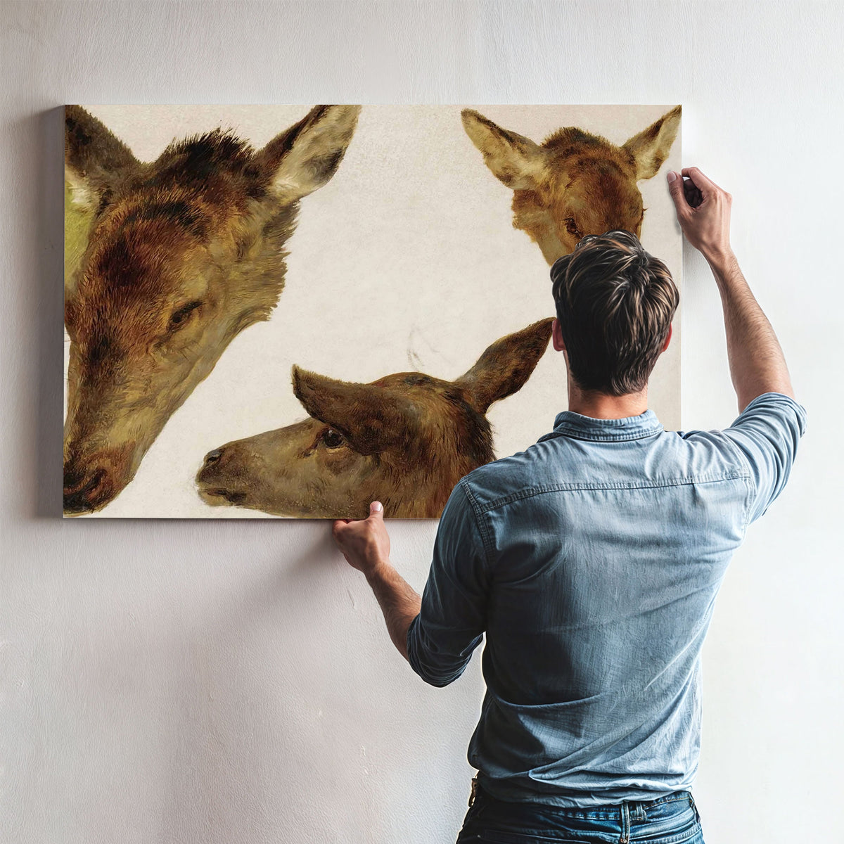 Study Of Deer Heads by Rosa Bonheur