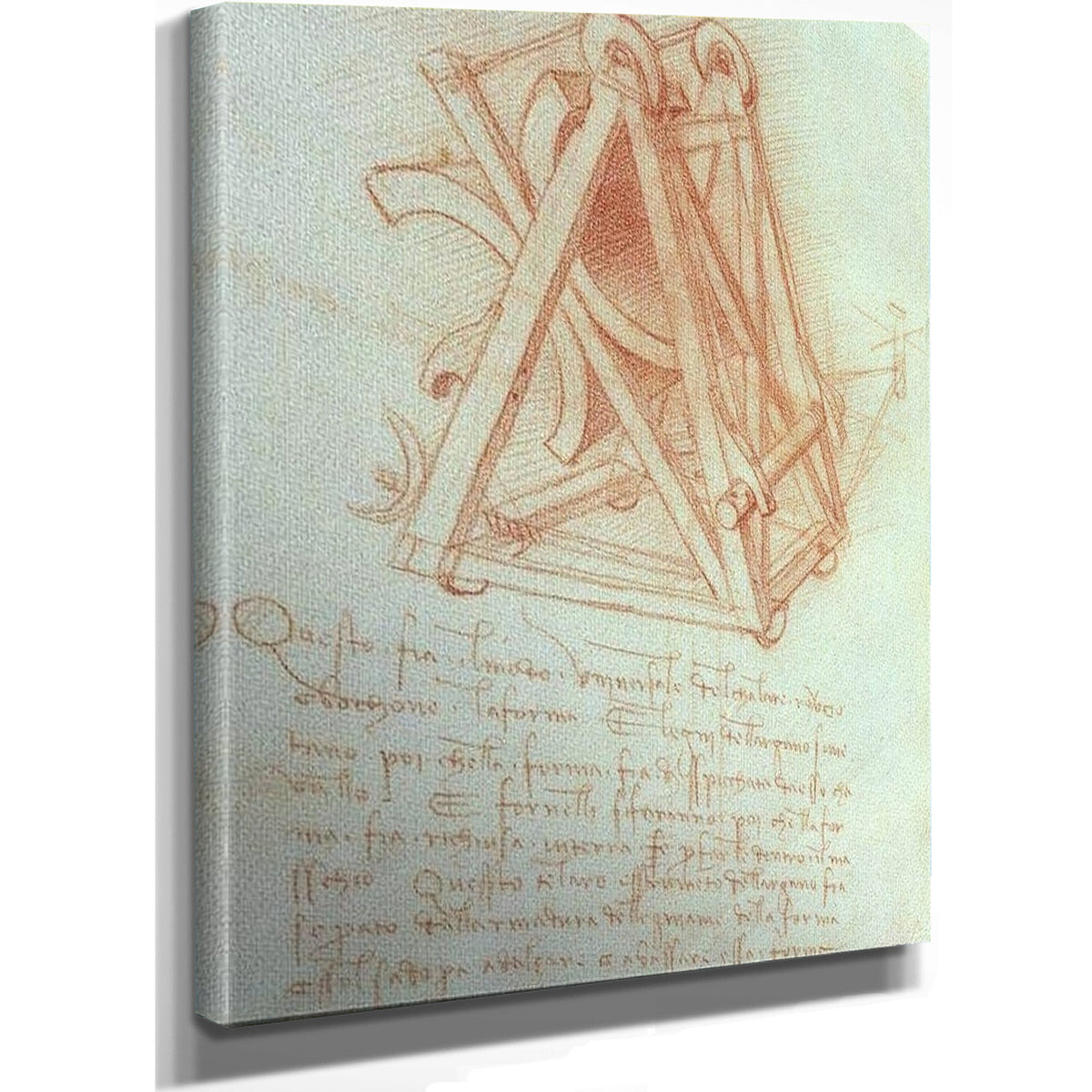 Study Of The Wooden Framework With Casting Mould For The Sforza Horse Fol. 154V From The Codex Madrid Ii C.1491 93 (Pen & Brown Ink On Paper) By Leonardo Da Vinci