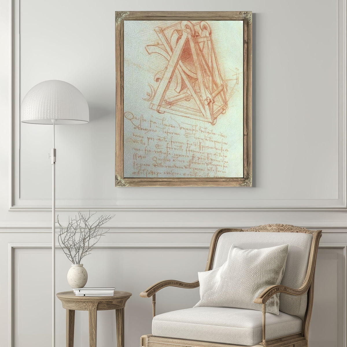 Study Of The Wooden Framework With Casting Mould For The Sforza Horse Fol. 154V From The Codex Madrid Ii C.1491 93 (Pen & Brown Ink On Paper) By Leonardo Da Vinci