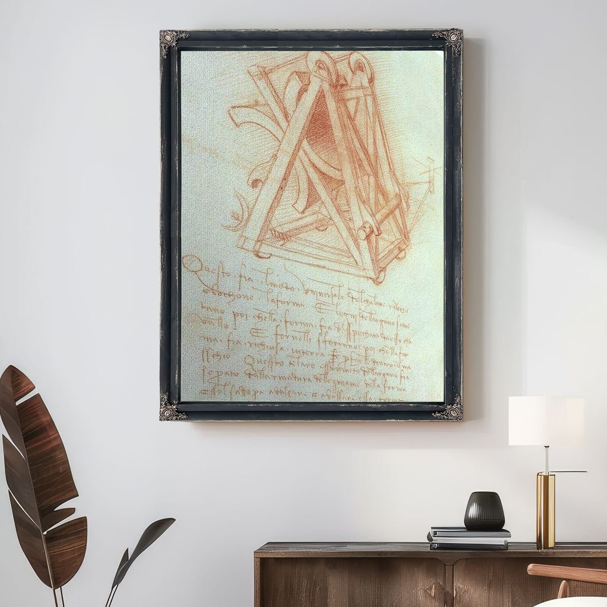 Study Of The Wooden Framework With Casting Mould For The Sforza Horse Fol. 154V From The Codex Madrid Ii C.1491 93 (Pen & Brown Ink On Paper) By Leonardo Da Vinci