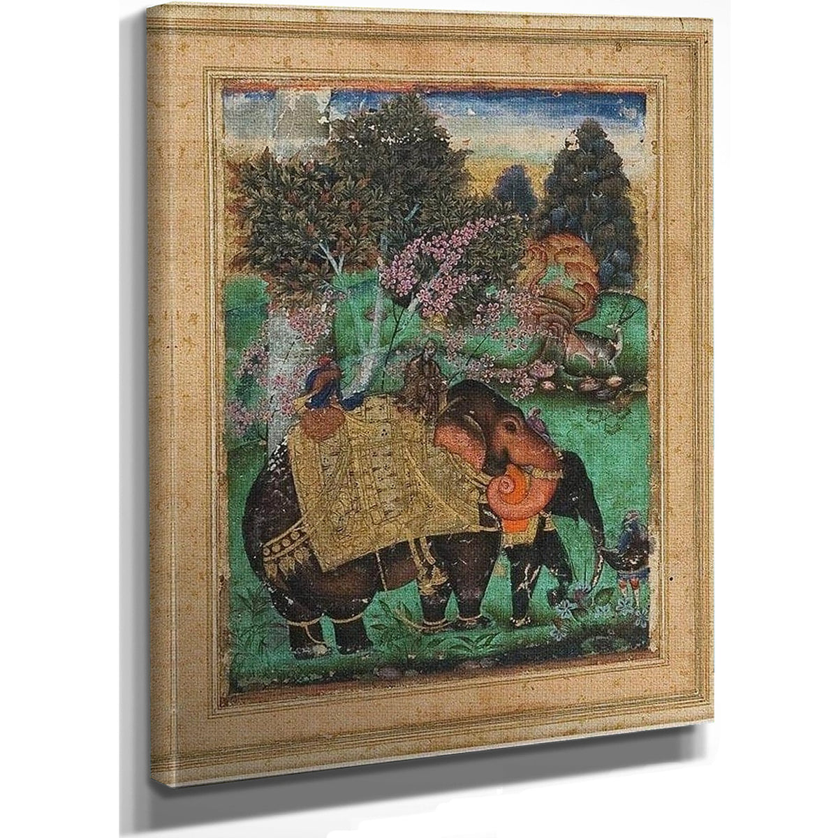 Sultan Ibrahim Adil Shah Ii Riding His Prized Elephant Atash Khan By Farrukh Beg