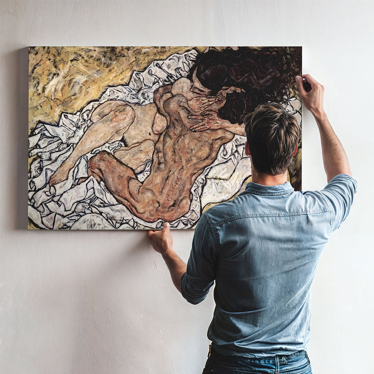 The Embrace 1917 Expressionism 98X169Cm Galerie Belvedere Austria By Egon Schiele