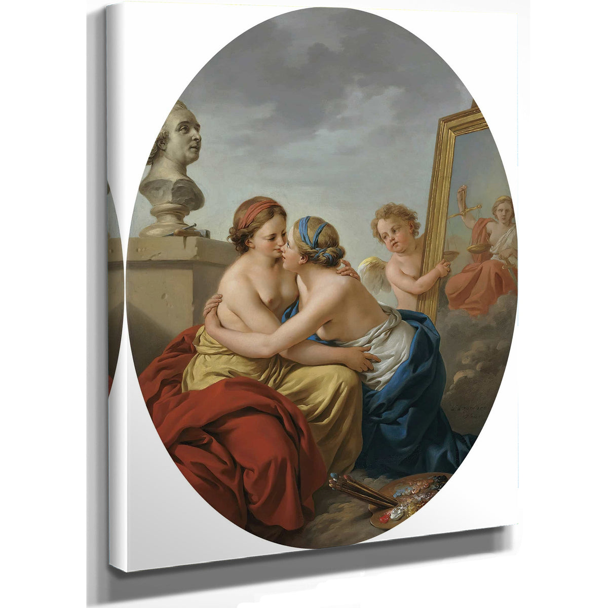 The Union Of Painting And Sculpture by Louis Jean Francois Lagrenee