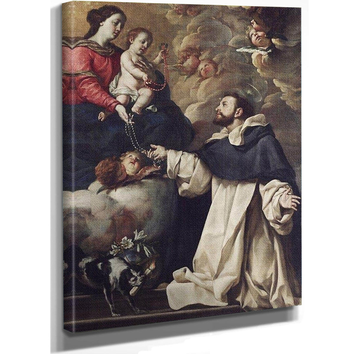 The Virgin Presenting The Rosary To Saint Dominic By Acisclo Antonio Palomino De Castro Y Velasco