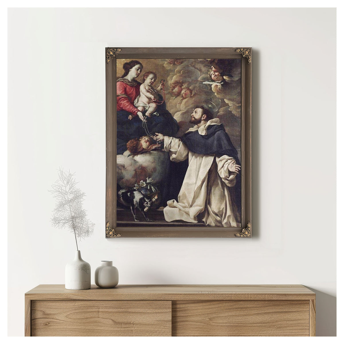 The Virgin Presenting The Rosary To Saint Dominic By Acisclo Antonio Palomino De Castro Y Velasco