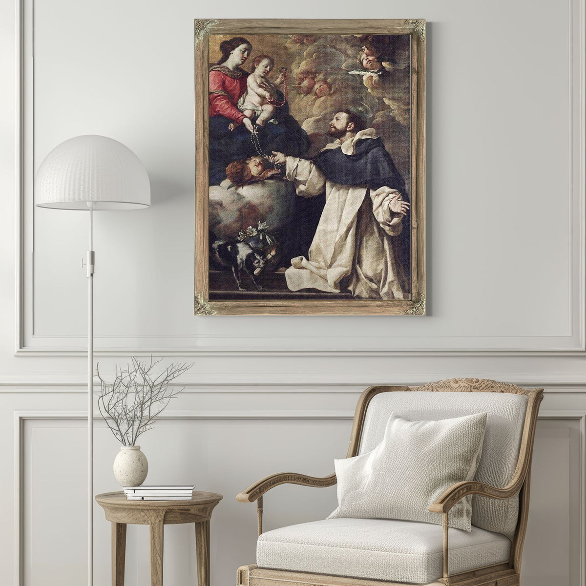 The Virgin Presenting The Rosary To Saint Dominic By Acisclo Antonio Palomino De Castro Y Velasco
