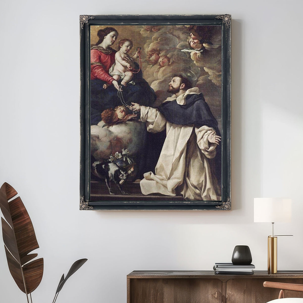 The Virgin Presenting The Rosary To Saint Dominic By Acisclo Antonio Palomino De Castro Y Velasco