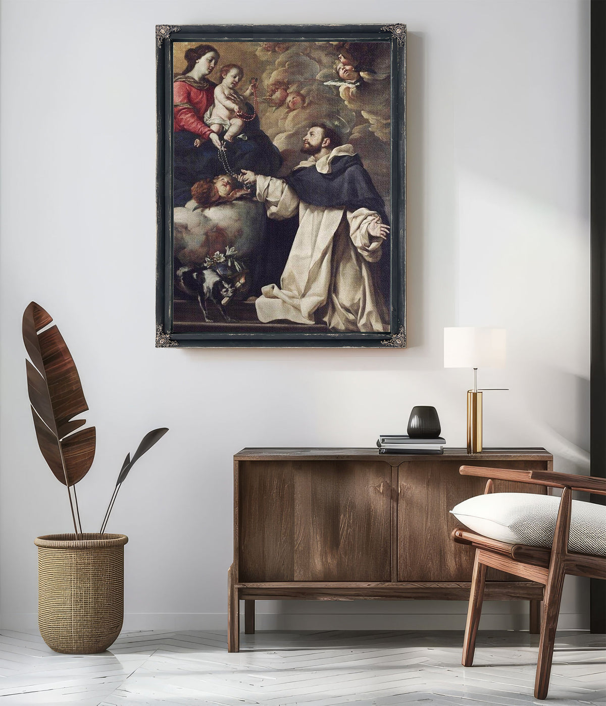 The Virgin Presenting The Rosary To Saint Dominic By Acisclo Antonio Palomino De Castro Y Velasco