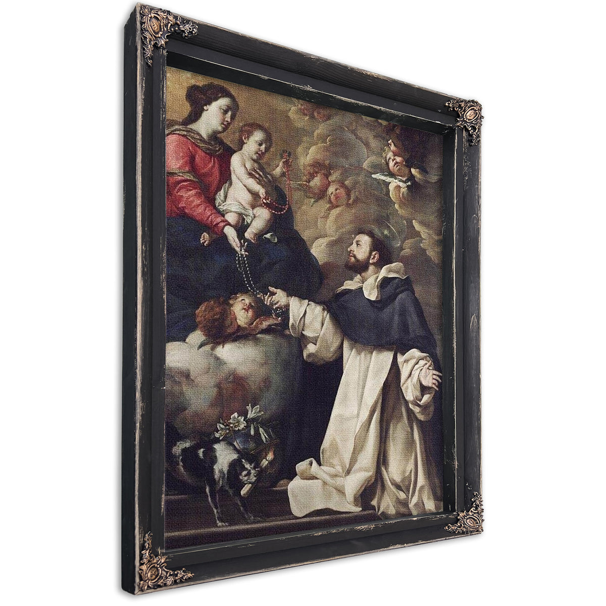 The Virgin Presenting The Rosary To Saint Dominic By Acisclo Antonio Palomino De Castro Y Velasco