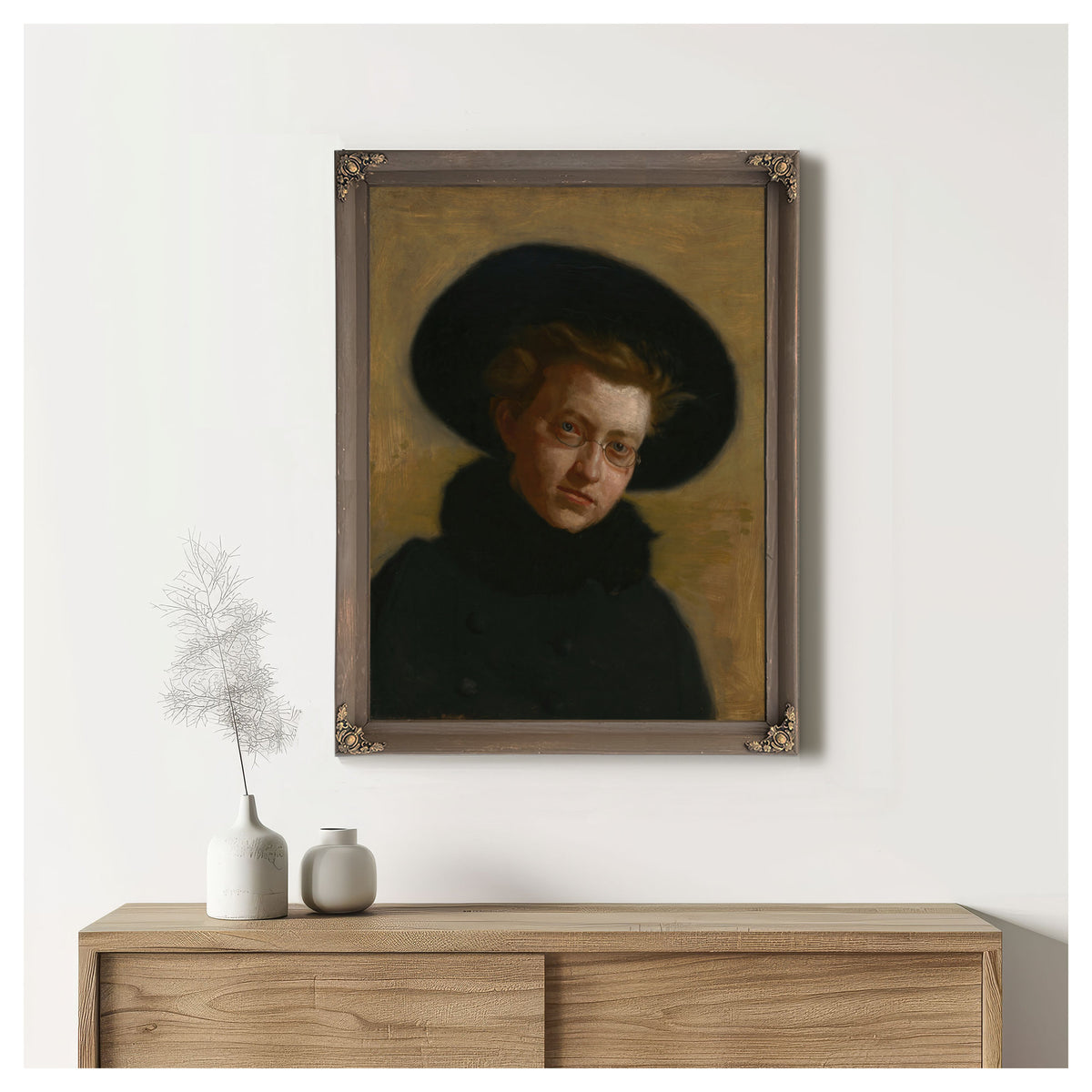 Portrait Lillian Hammit Girl a Big Hat By Thomas Eakins