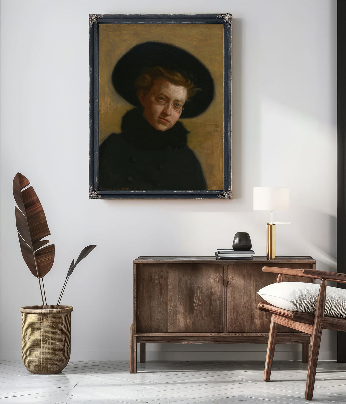 Portrait Lillian Hammit Girl a Big Hat By Thomas Eakins