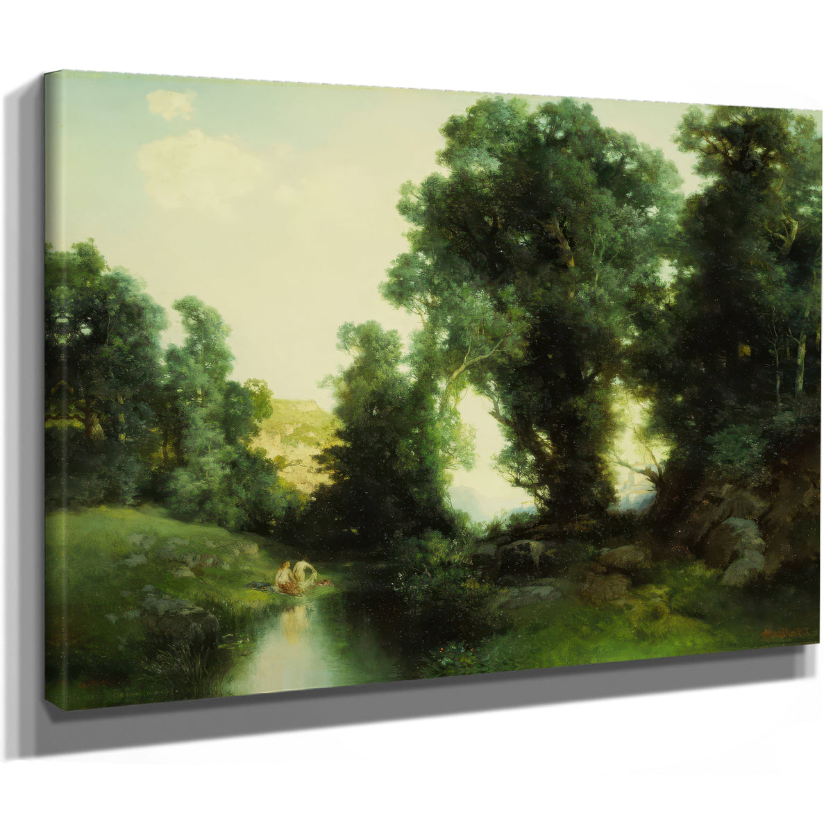 Thomas Moran Bathing Hole Cuernavaca By Thomas Moran