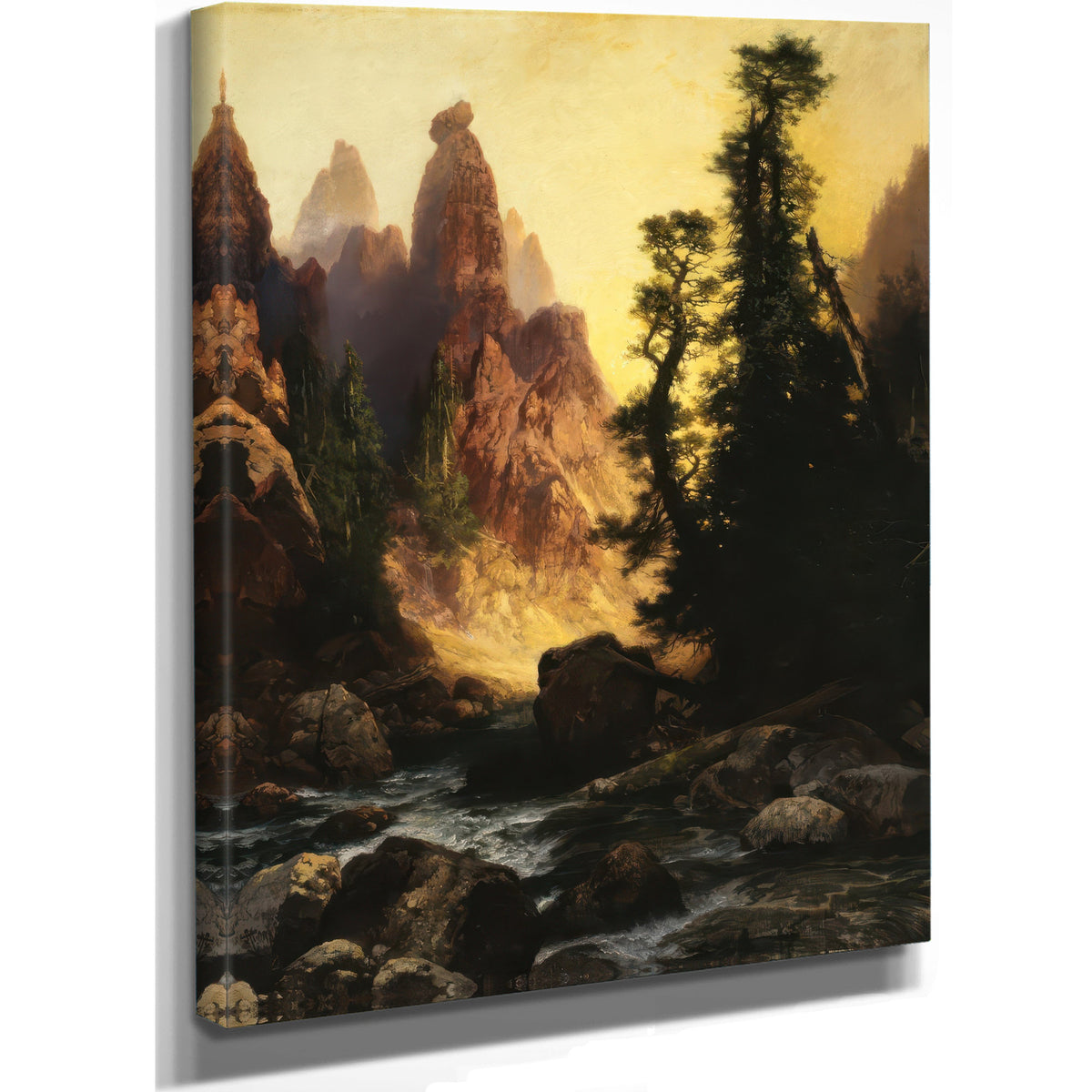 Below Towers Tower Falls By Thomas Moran