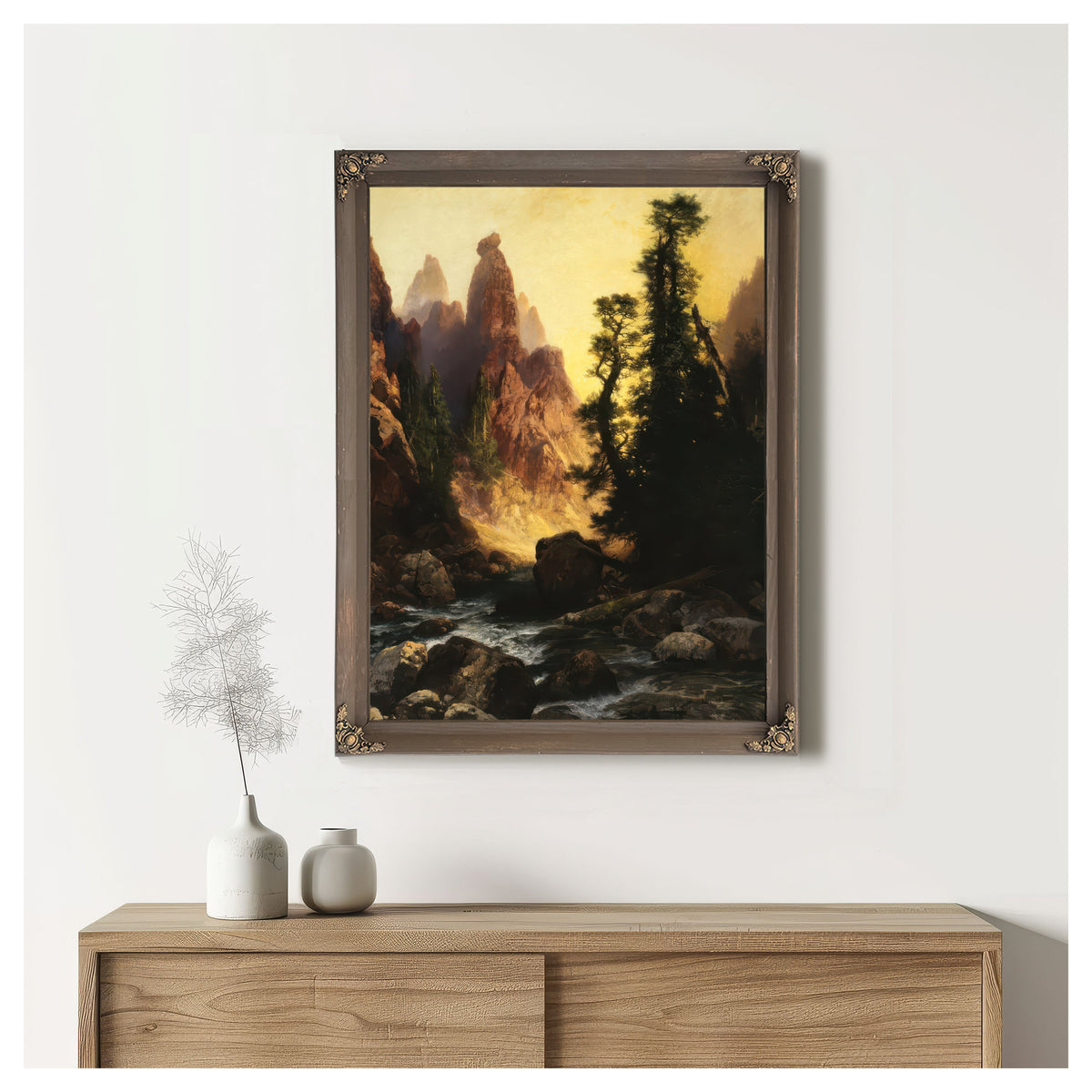 Below Towers Tower Falls By Thomas Moran