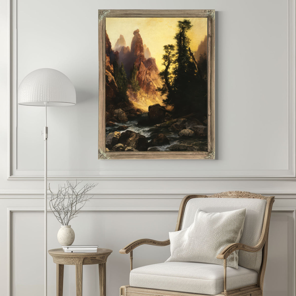 Below Towers Tower Falls By Thomas Moran