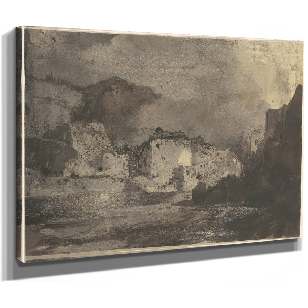 Thomas Moran Buildings Moonlight By Thomas Moran